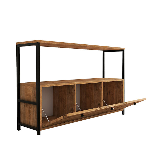 CONCEPT USINE - Buffet 3 portes style industriel bois-noir DRAGOR - large