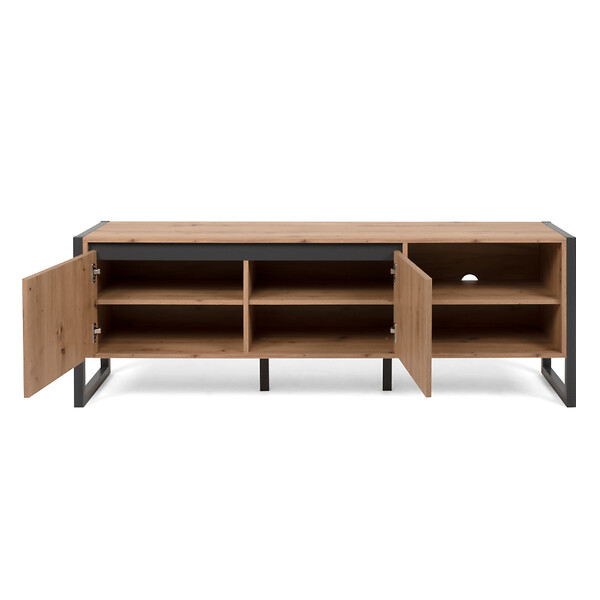 CONCEPT USINE - Meuble TV industriel en bois avec placards KOTOR $ - large