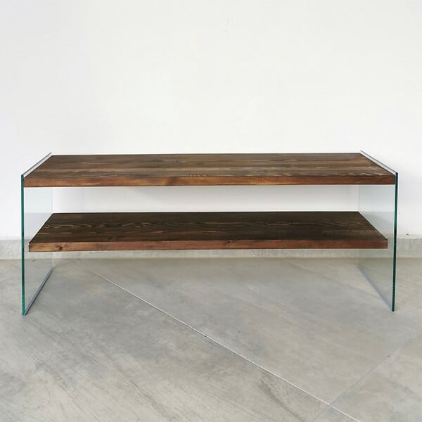 CONCEPT USINE - Meuble TV contemporain verre et bois 120 cm JOY - large