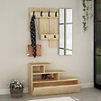 CONCEPT USINE - Meuble d'entrée effet bois avec porte manteau rangement et miroir MESTY - vignette