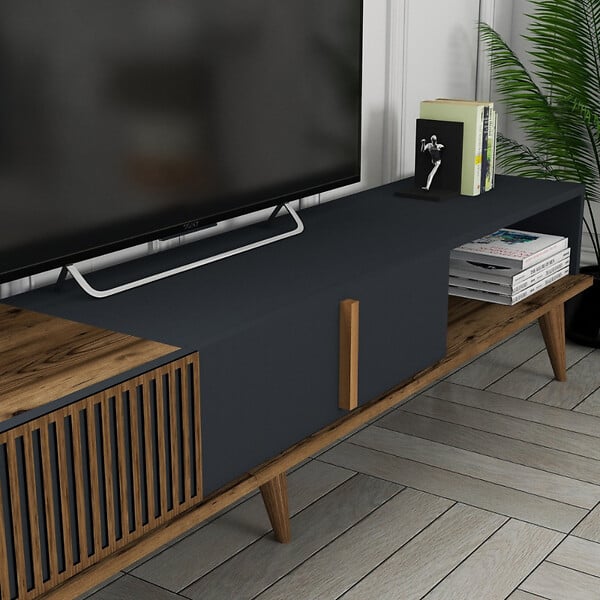 CONCEPT USINE - Meuble TV design bois et anthracite 180 cm NOLA - large