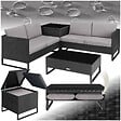 TECTAKE - Salon de jardin résine tressée modulable noir coussins déperlants housse lavable confort - vignette