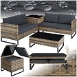 TECTAKE - Canapé jardin 2 places en résine tressée marron naturel solide tressage acier confortable design - vignette