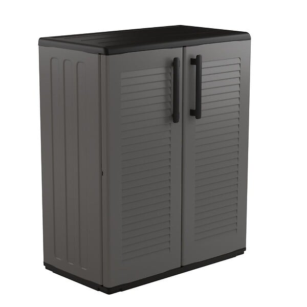 ARTPLAST - Armoire de Rangement Grise Armoire basse 2 portes Polypropylène - Meuble de rangement 68 x 37 x h84 cm ArtPlast - large