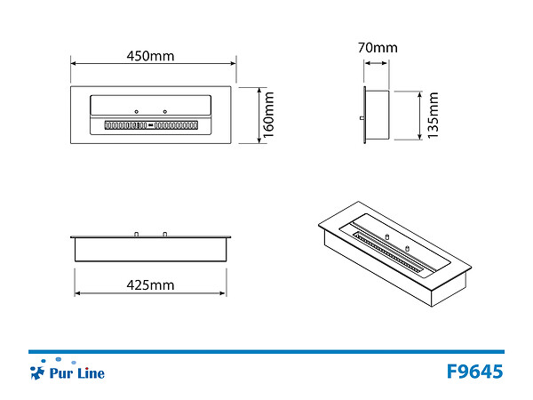 PURLINE - Bloc de combustion de taille moyenne avec fibre céramique et régulateur de flamme - large