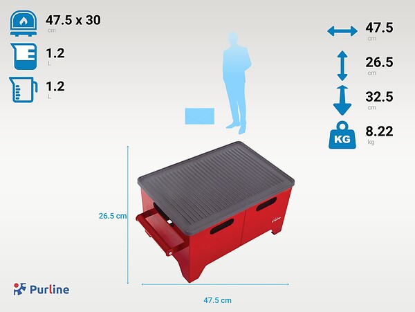 PURLINE - Barbecue à l'éthanol 1.2L en acier rouge - large