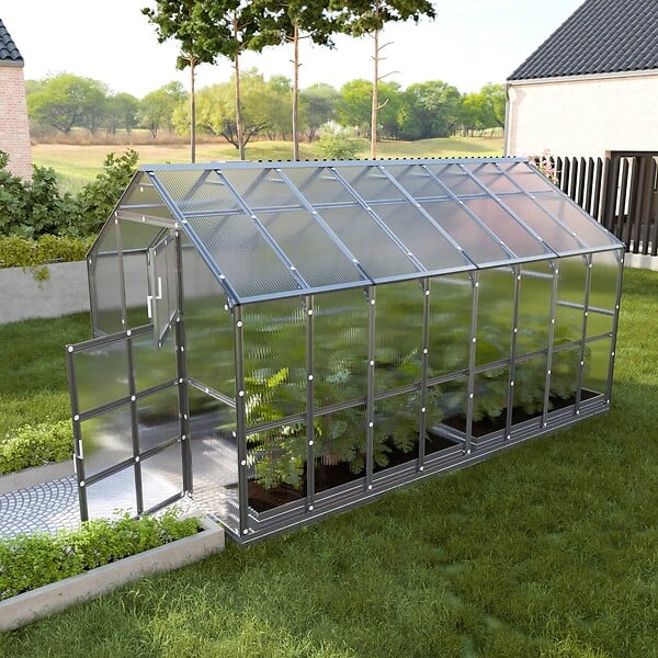 KLASIKA GREENHOUSES - Serre de jardin KLASIKA HOUSE PREMIUM 2,35 x 4,12 m (9,68 m²), 6 mm avec revêtement en polycarbonate - large