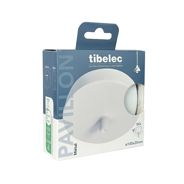 TIBELEC - Pavillon de plafond métallique Blanc 90mm - large