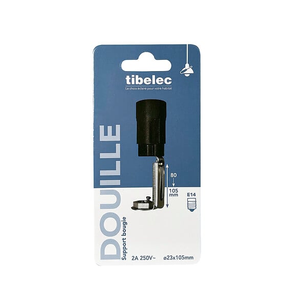 TIBELEC - Support de douille E14 hauteur 8.5 et 10.5cm - large