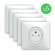 SCHNEIDER ELECTRIC - Lot de 5 prises 2P+T affleurant - Ovalis - Blanc - 16A - vignette