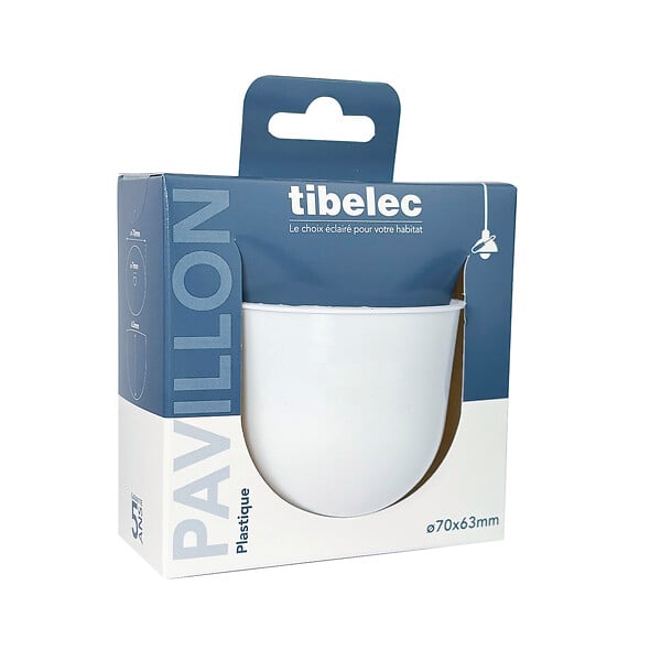 TIBELEC - Pavillon plastique cache-fil - Blanc - Diam.70mm - large