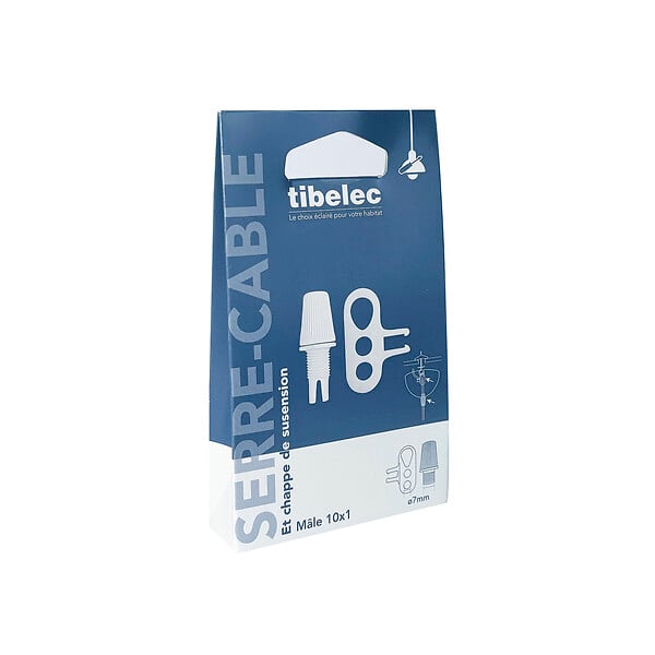 TIBELEC - Chape de suspension serre-câble - Plastique - Blanc - M10x1 - large