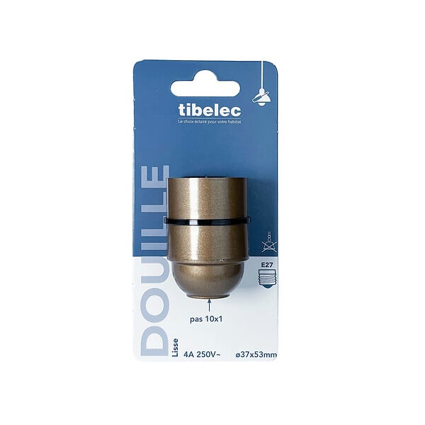 TIBELEC - Douille E27 isolée lisse culot femelle 10x1 or - large