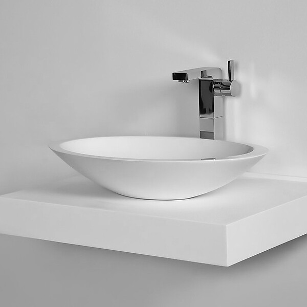 THALASSOR - OVALIS 60 - Vasque à poser en Solid Surface Blanc Mat 60 x 35 x 10,5(h) cm - large