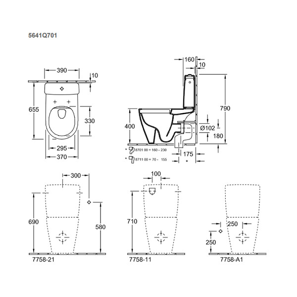 VILLEROY ET BOCH - WC à poser compact sans bride sortie horizontale  Avento avec abattant frein de chute et SlimSeat + Nettoyant - large