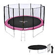 HAPPY GARDEN - Pack Premium Trampoline 370cm réversible gris / rose PERTH + filet, échelle, bâche et kit d'ancrage - vignette