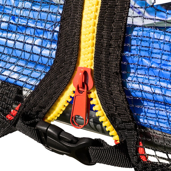 HAPPY GARDEN - Pack Premium Trampoline 430cm réversible bleu / vert MELBOURNE + filet, échelle, bâche et kit d'ancrage - large