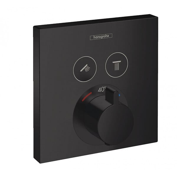 HANSGROHE - Set de finition ShowerSelect pour mitigeur thermostatique encastré avec 2 fonctions, noir mat (15763670) - large