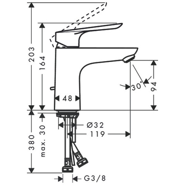 HANSGROHE - Mitigeur lavabo Logis E 100 CoolStart Hansgrohe - Avec tirette - large