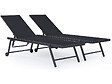 HABITAT ET JARDIN - Lot de 2 bains de soleil textilène aluminium "Jolia" - Gris foncé / Noir - vignette