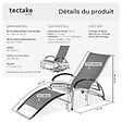 TECTAKE - Chaise longue jardin 2 en 1 transat bain de soleil anthracite textilène aluminium 4 positions inclinable fauteuil bascule 120kg pliable - vignette
