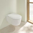 VILLEROY ET BOCH - Avento Combipack WC suspendu sans bride à fond creux DirectFlush + Abattant slim amovible avec frein de chute, Blanc (5656FS01) - vignette