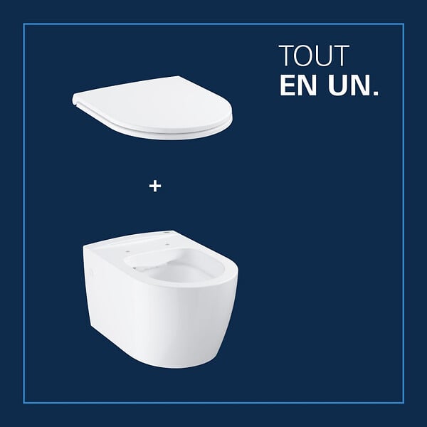 GROHE - Start Round 36,8 x 54,3 cm WC suspendu avec abattant SoftClose, Rimless, blanc (G103848SH00) - large