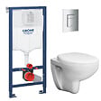GROHE - Pack WC Bâti support Grohe Rapid SL + Cuvette sans bride Grohe Bau Ceramic, Blanc + plaque de déclenchement: Chrome (39586000) - vignette