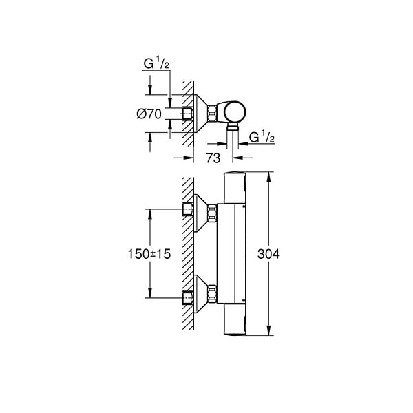GROHE - Mitigeur thermostatique Douche GROHE Quickfix - Precision Start - large