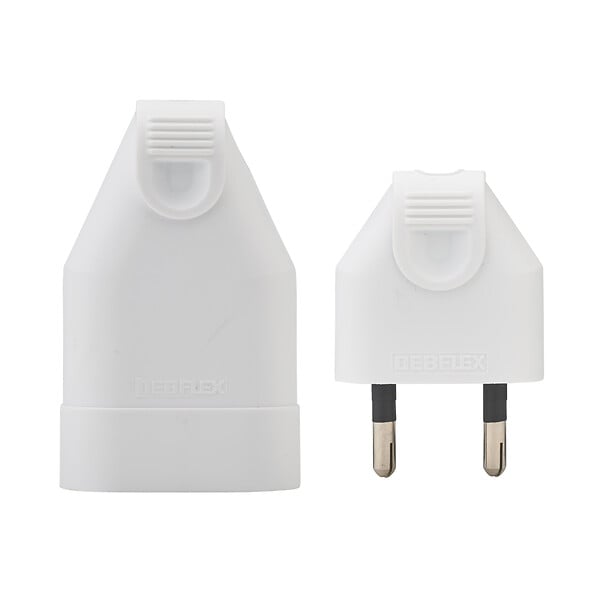 DEBFLEX - DEBFLEX - FICHE MALE & FEMELLE 2P 6A DROITE A COIFFE BLANC - large