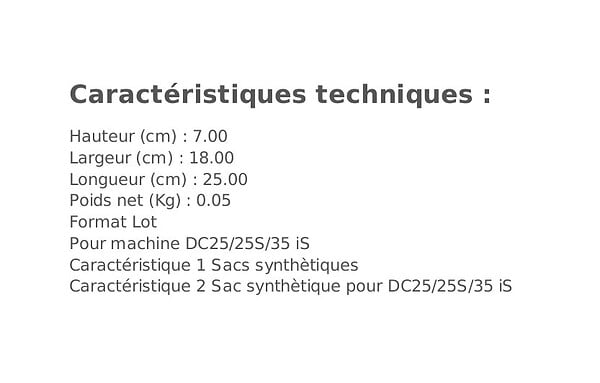 SIDAMO - Lot de 5 sacs synthétiques Sidamo pour DC25  25S  35 iS  SIDAMO  20498437 - large