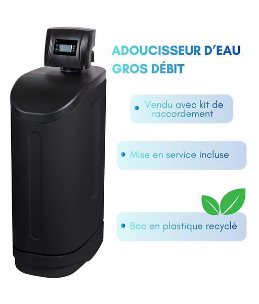 APIC - Adoucisseur d'eau PHOCION 34L gros débit avec Accessoires + Mise en Service Gratuite - large