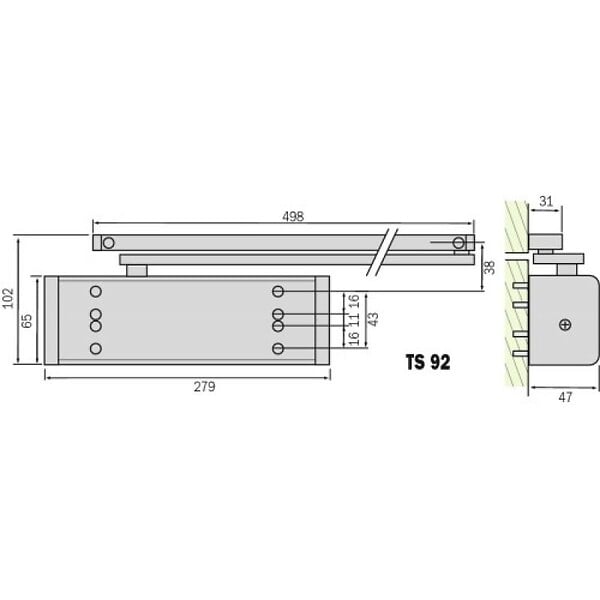 DORMAKABA - Corps pour ferme-porte bras à glissière finition noir TS 92 G - large