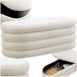 TECTAKE - Banc rembourré ALTU avec espace de rangement Aspect velours crème/ blanc - vignette