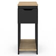 ID MARKET - Lot de 2 tables de chevet étroites ANOUK 1 tiroir avec niche noir et bois - vignette