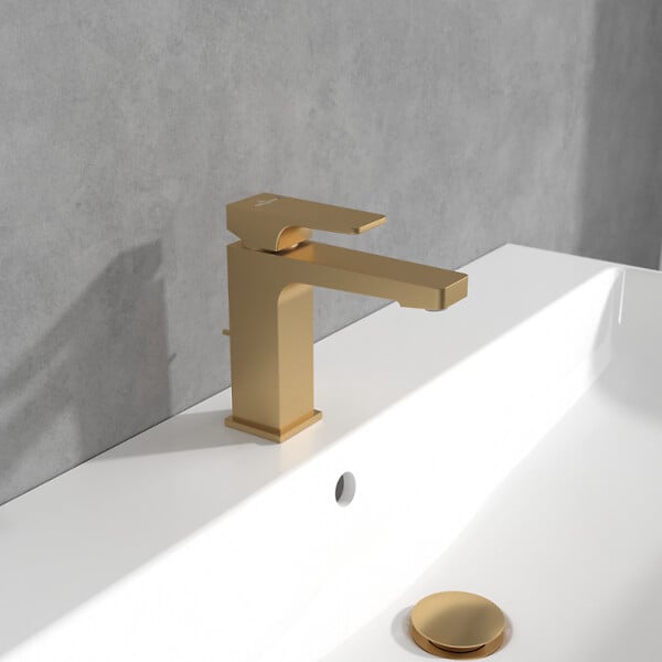 VILLEROY & BOCH - Villeroy & Boch Architectura Mitigeur Monocommande pour Lavabo , Avec vidage, Or brossé (TVW12500100076) - large