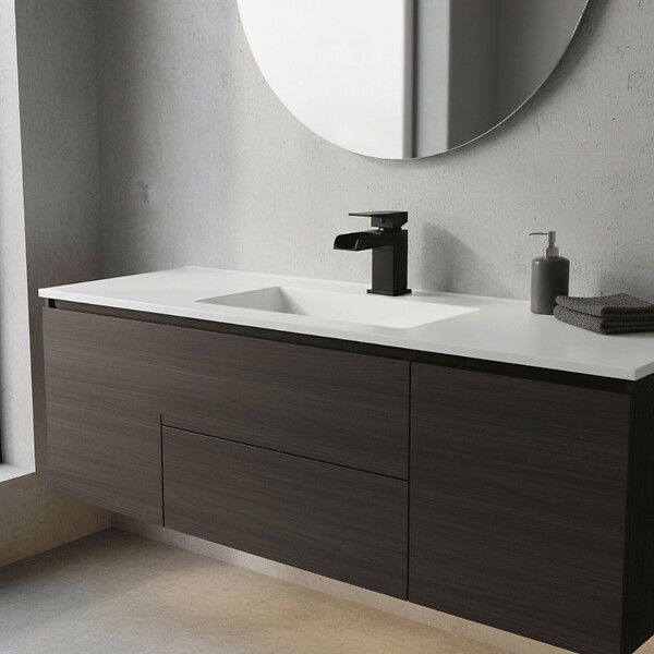 STANO - Robinet mitigeur lavabo cascade TANO noir mat - large
