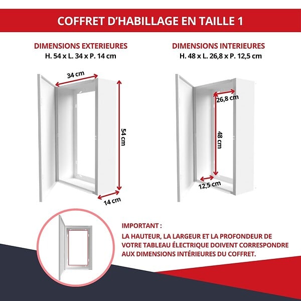 ATOLE - Coffret d'habillage ATOLE 13 modules en acier blanc pour tableaux électriques - H 54 x L 34 x P 14 cm - Réf. RCH100 - large
