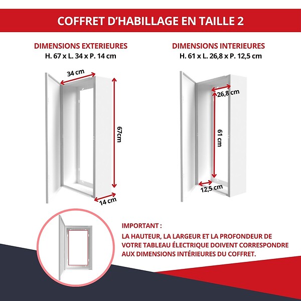 ATOLE - Coffret d'habillage ATOLE 13 modules en acier blanc avec serrure à clef - H 67 x L 34 x P 14 cm - Réf. RCH200GSS - large