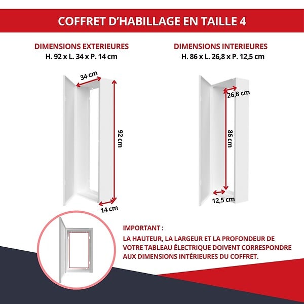 ATOLE - Coffret d'habillage ATOLE 13 modules en acier blanc pour tableaux électriques - H 92 x L 34 x P 14 cm - Réf. RCH400 - large