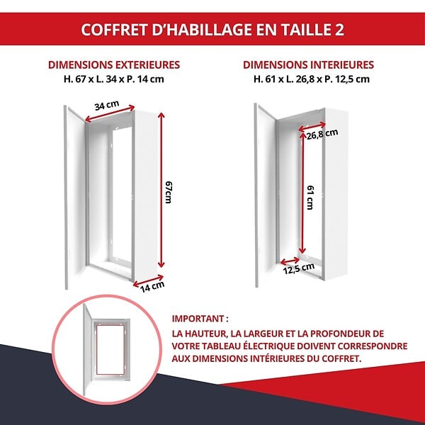 ATOLE - Coffret d'habillage ATOLE 13 modules en acier blanc pour tableaux électriques - H 67 x L 34 x P 14 cm - Réf. RCH200 - large