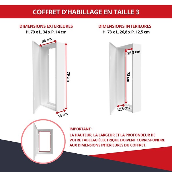 ATOLE - Coffret d'habillage ATOLE 13 modules en acier blanc pour tableaux électriques - H 79 x L 34 x P 14 cm - Réf. RCH300 - large