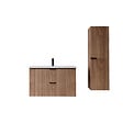 AURLANE - Pack Meuble salle de bain 60cm et Colonne de rangement - Façades Ondulées Décor Bois - MILO - vignette
