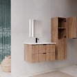 AURLANE - Pack Meuble salle de bain 60cm et Colonne de rangement - Façades Ondulées Décor Bois - MILO - vignette
