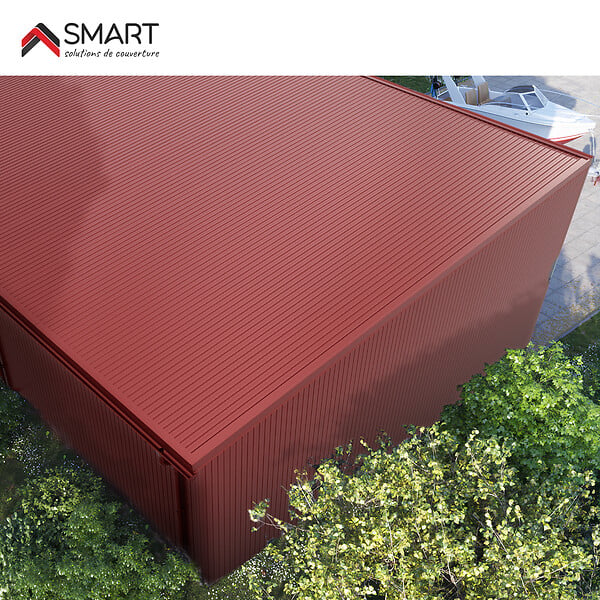 BRAVO THE SMART SOLUTION - Tôle bac acier - Toiture - Couverture - plaque H12+ Coloris Brun Rouge RAL 3011 Dimensions 2000x906x0.40 mm - large