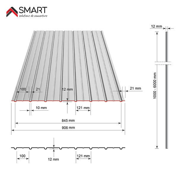 BRAVO THE SMART SOLUTION - Tôle bac acier - Bardage -  panneau mural H12+ Coloris Apple Tree Printech Dimensions 1200x906x0.40 mm - large