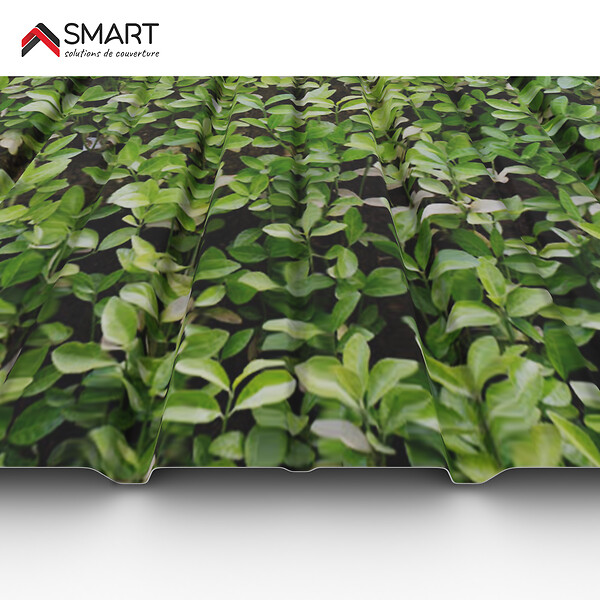 BRAVO THE SMART SOLUTION - Tôle bac acier - Bardage -  panneau mural H12+ Coloris Apple Tree Printech Dimensions 1200x906x0.40 mm - large
