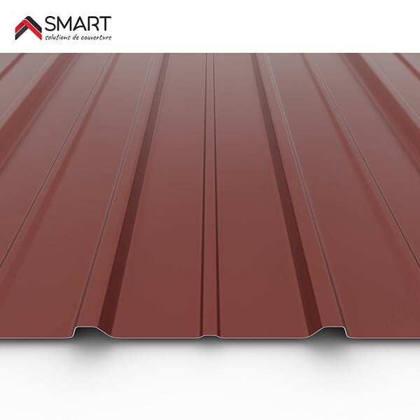 BRAVO THE SMART SOLUTION - Tôle bac acier - Toiture - Couverture - plaque H12+ Coloris Rouge Oxyde RAL 3009  Dimensions 1200x906x0.40 mm - large