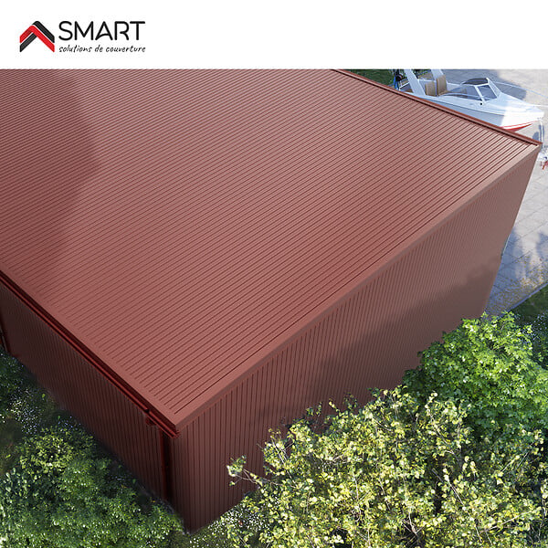 BRAVO THE SMART SOLUTION - Tôle bac acier - Toiture - Couverture - plaque H12+ Coloris Rouge Oxyde RAL 3009  Dimensions 1200x906x0.40 mm - large