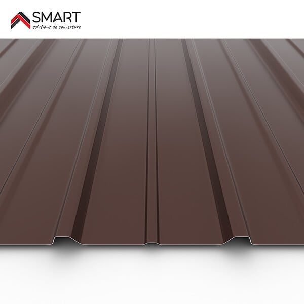 BRAVO THE SMART SOLUTION - Tôle bac acier - Toiture - Couverture - plaque H12+ Coloris Brun Chocolat RALl 8017  Dimensions 1200x906x0.40mm - large